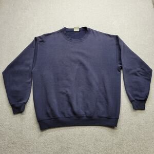 Vintage 90s Lee Blank Navy Blue Midweight Sweatshirt Made USA Men’s Small 26x23